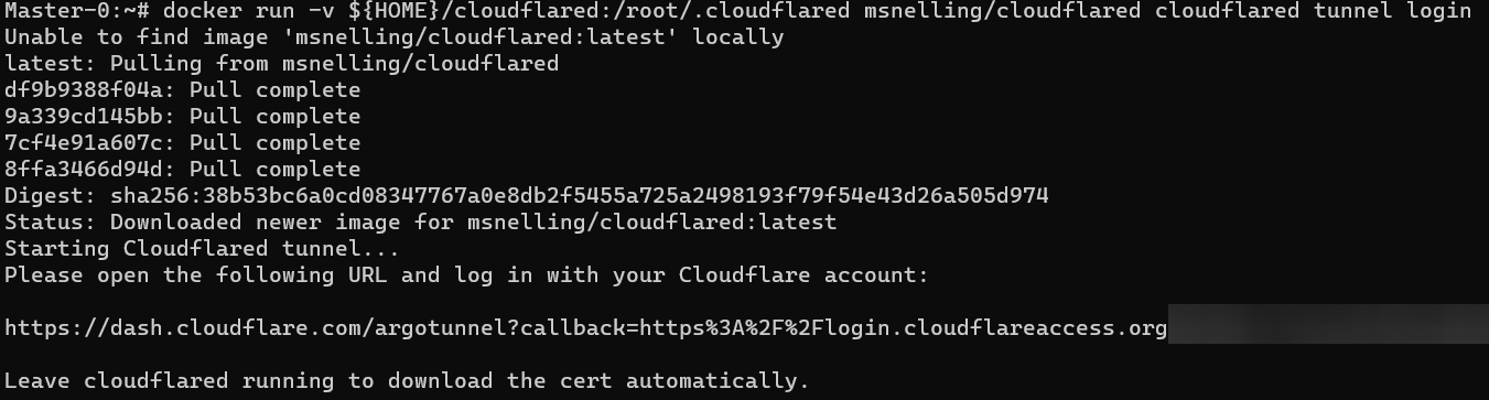 first run of cloudflared